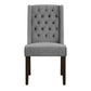 Linen Tufted Wingback Dining Chairs (Set of 2) - Espresso Finish, Gray Linen