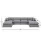 Gray Linan Waava Down Bland U-Shapad 4-6 Saat Modular Sactional Sofa with Two Ottomans