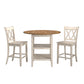 Antique Finish Drop Leaf Round Counter Height Dining Set - Antique White, Double X Back Chair, 3-Piece