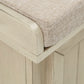 Storage Bench with Linen Seat Cushion - Antique White Finish