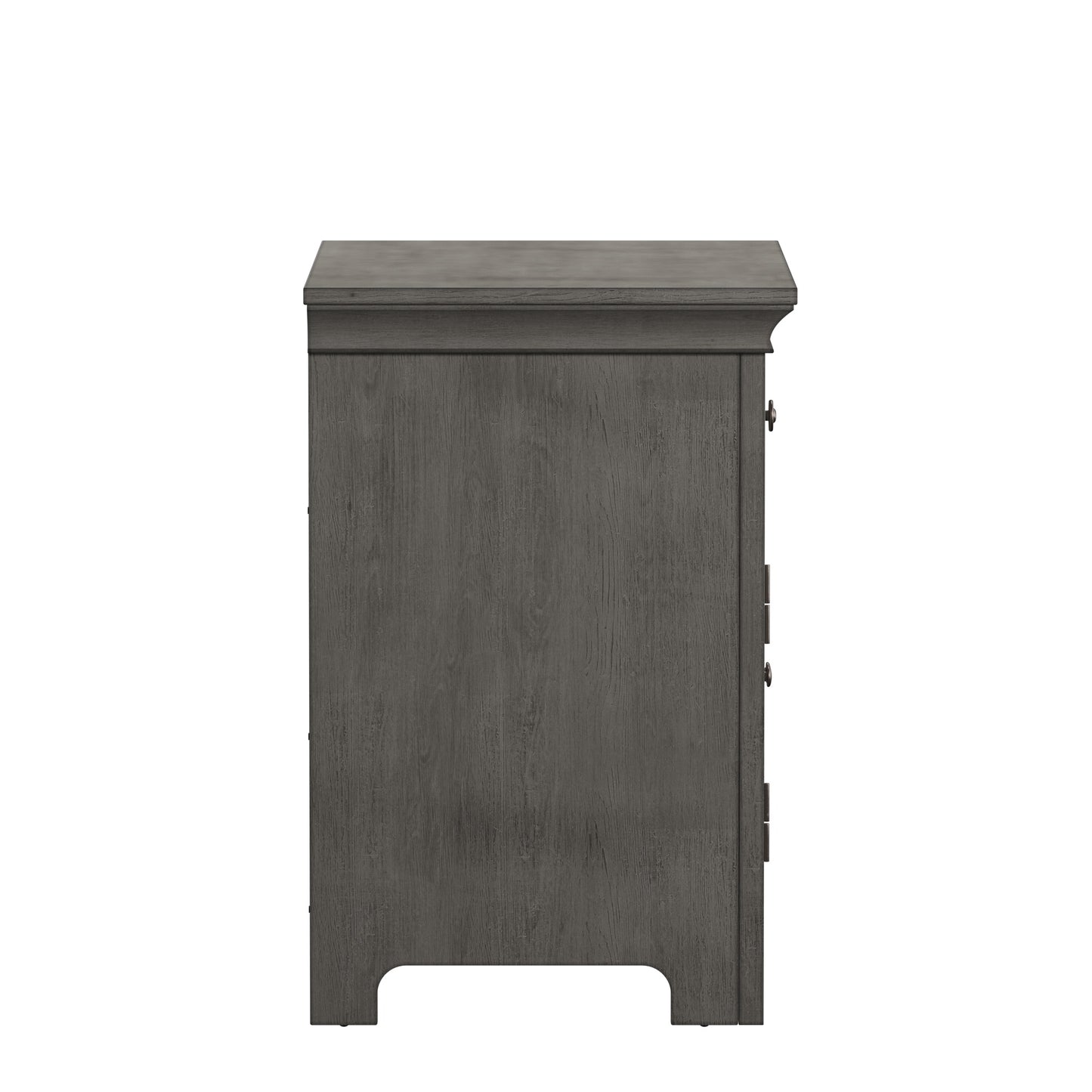 1-Drawer Wood Cupboard Nightstand with Charging Station - Gray