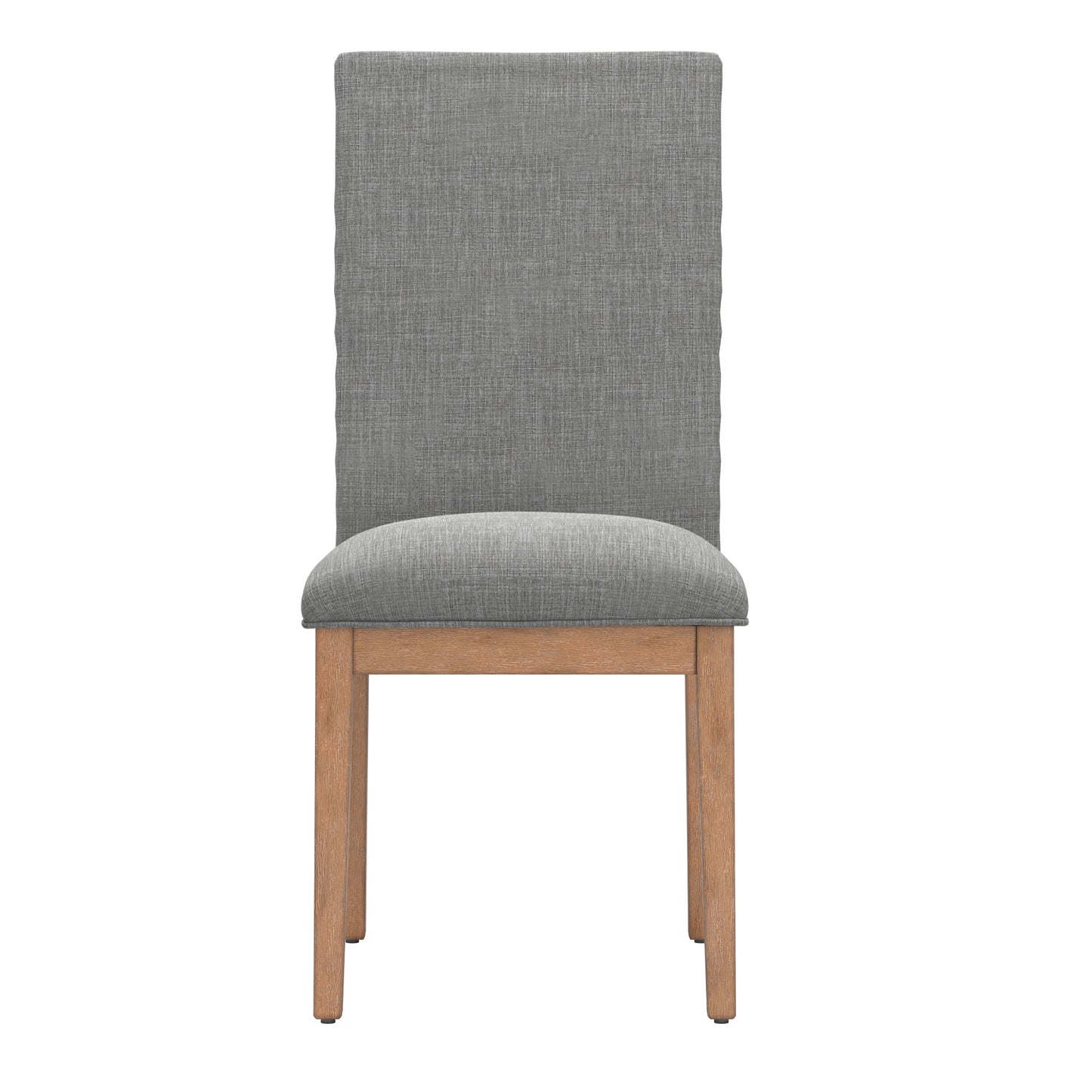 Nailhead Accent Parson Linen Dining Chairs (Set of 2) - Gray Linan, Natural Finish