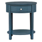 1-Drawer Oval End Table - Blue Steel