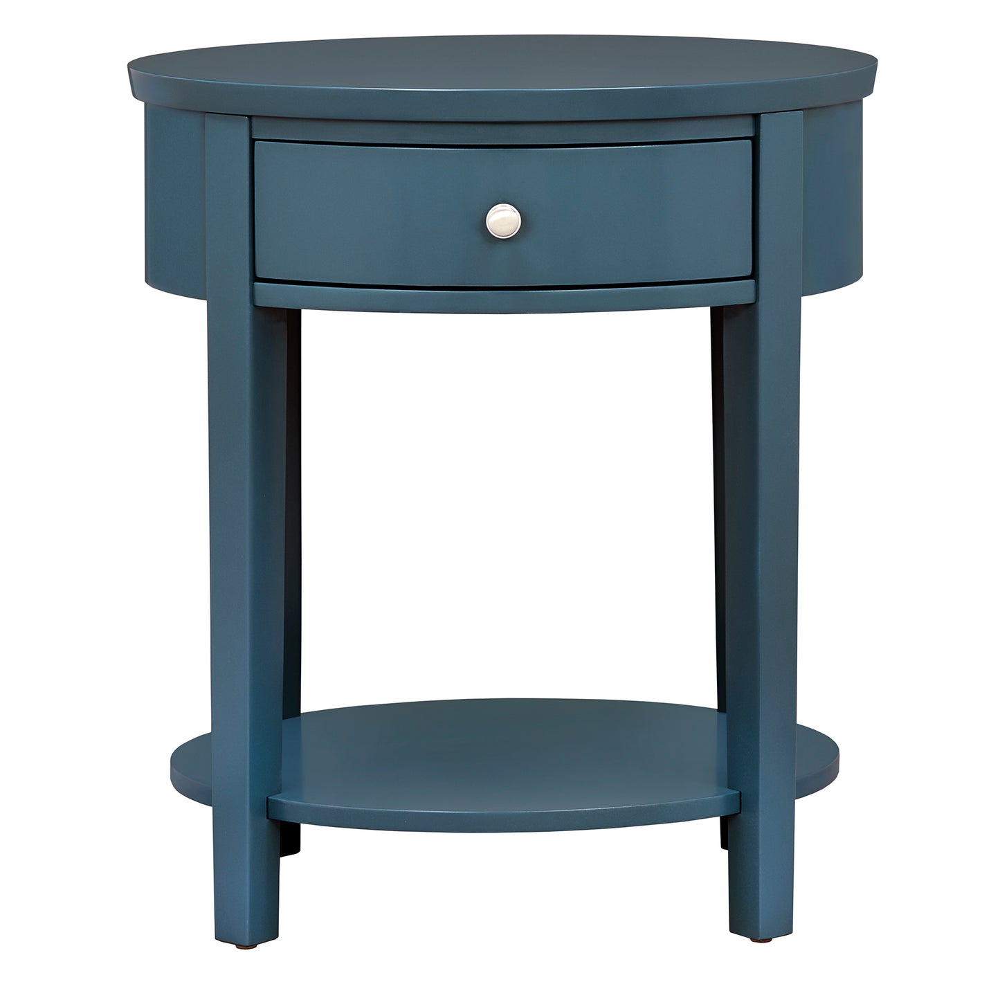 1-Drawer Oval End Table - Blue Steel