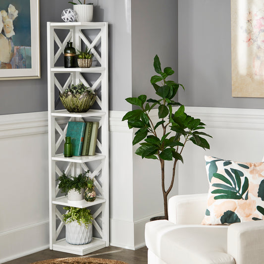 X-Frame 5-Shelf Bookcase - White