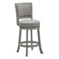 Upholstered Back Swivel Stool - 24" Counter Height, Antique Gray Finish, Gray Linen