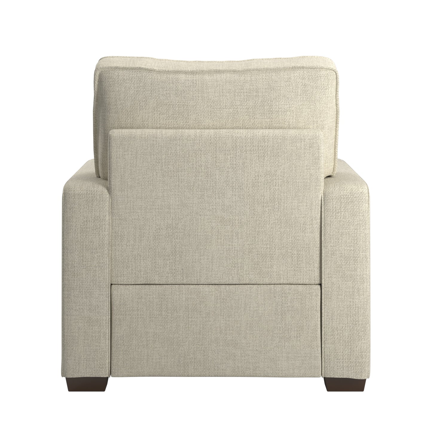 Modern Fabric Upholstered Square Arm Sofa - Living Room Chair, Beige Woven Fabric