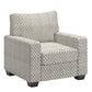 Modern Fabric Upholstered Square Arm Sofa - Living Room Chair, White and Gray Herringbone Pattern Fabric