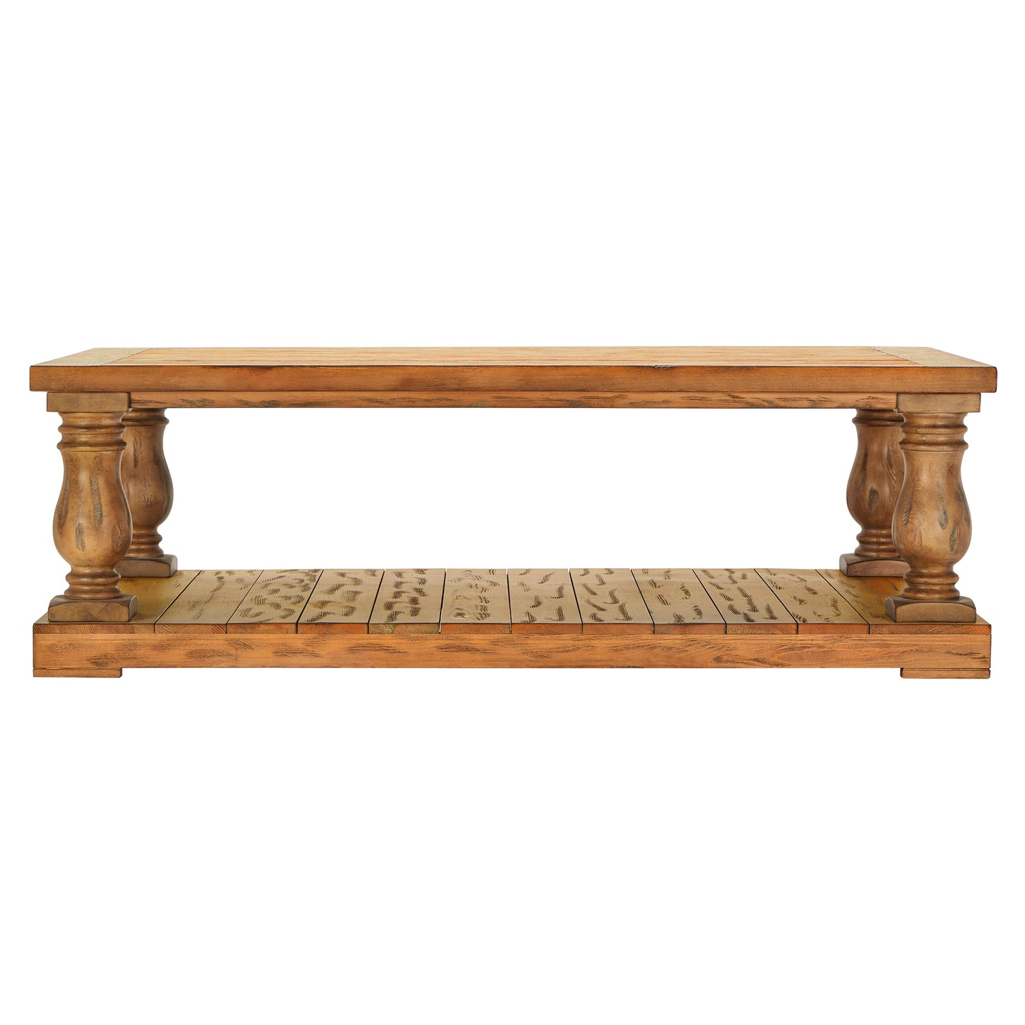 Baluster 60-inch Reclaimed Wood Coffee Table - Light Natural Finish