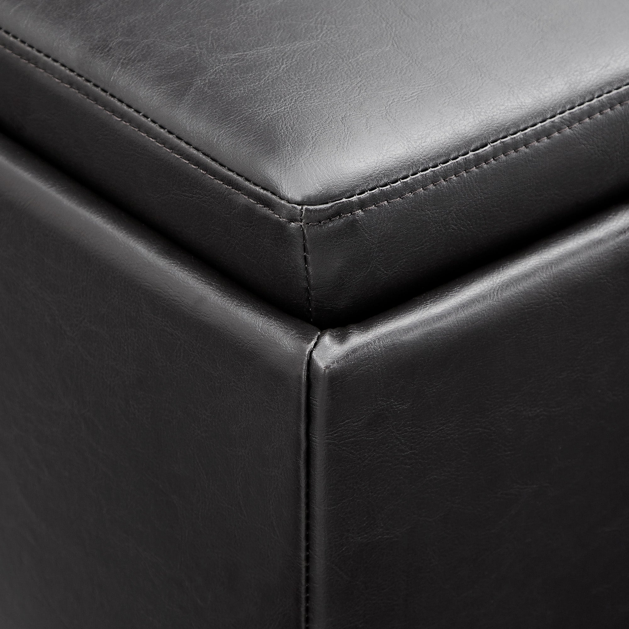 Dark brown leather storage ottoman online