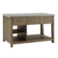 Reclaimed Look Extendable Kitchen Island - Antique Gray Finish, Concrete Veneer Top