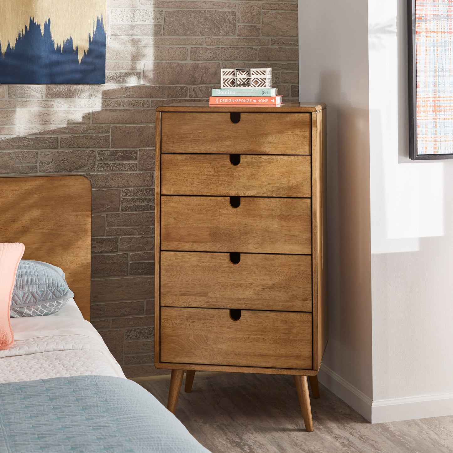 Oak Finish 5-Drawer Chest