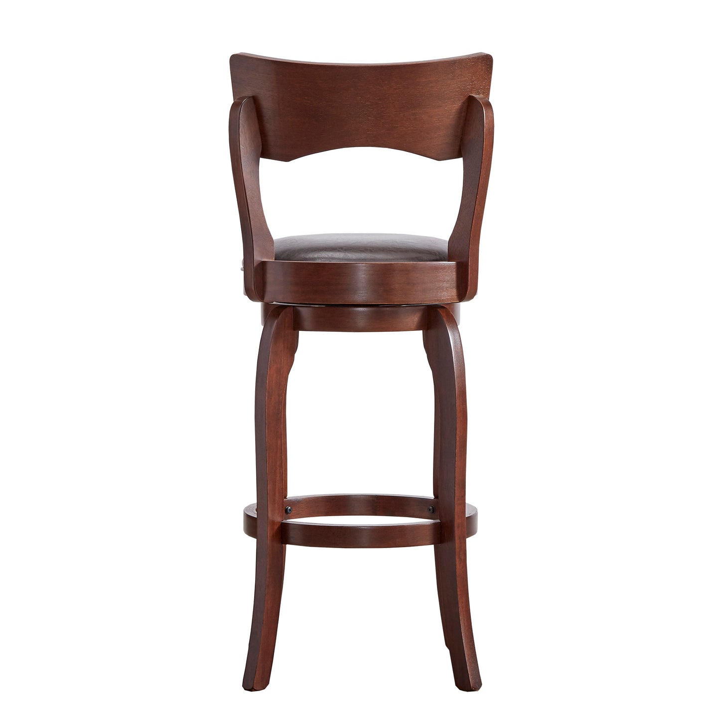 29-Inch High Back Swivel Bar Stool - Brown Faux Leather