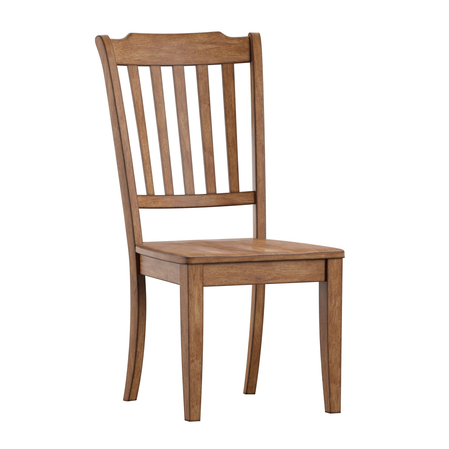 Slat Back Wood Dining Chairs (Set of 2) - Oak Finish