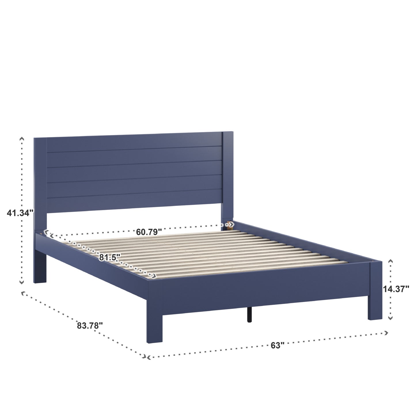 Horizontal Panel Platform Bed - Twilight Blue, Queen