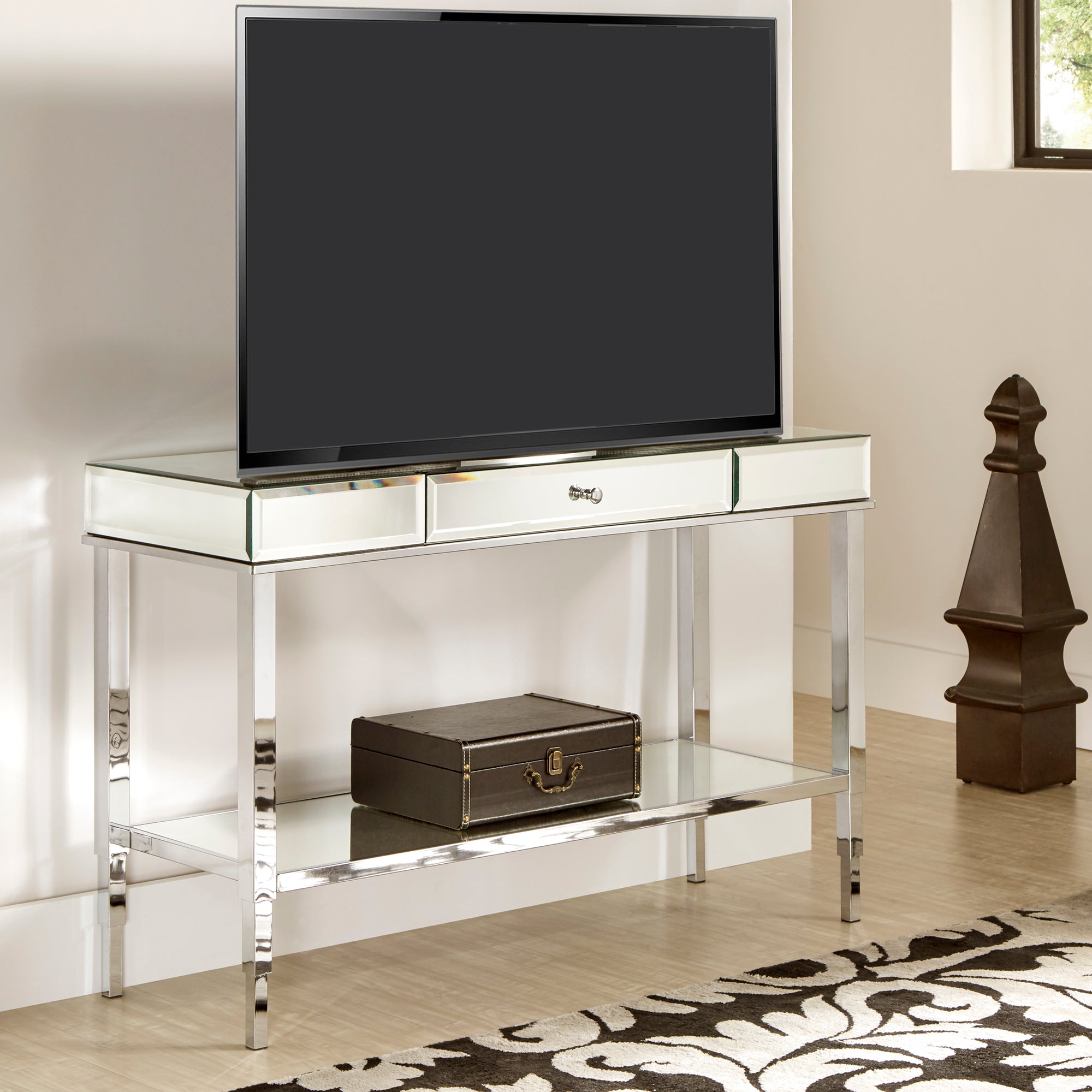 Mirrored 1 Drawer TV Stand Chrome by iNSPIRE Q Bold iNSPIRE Q Home