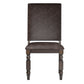 Nailhead Upholstered Dining Chairs (Set of 2) - Burnished Dark Oak Finish, Dark Brown Faux Leather