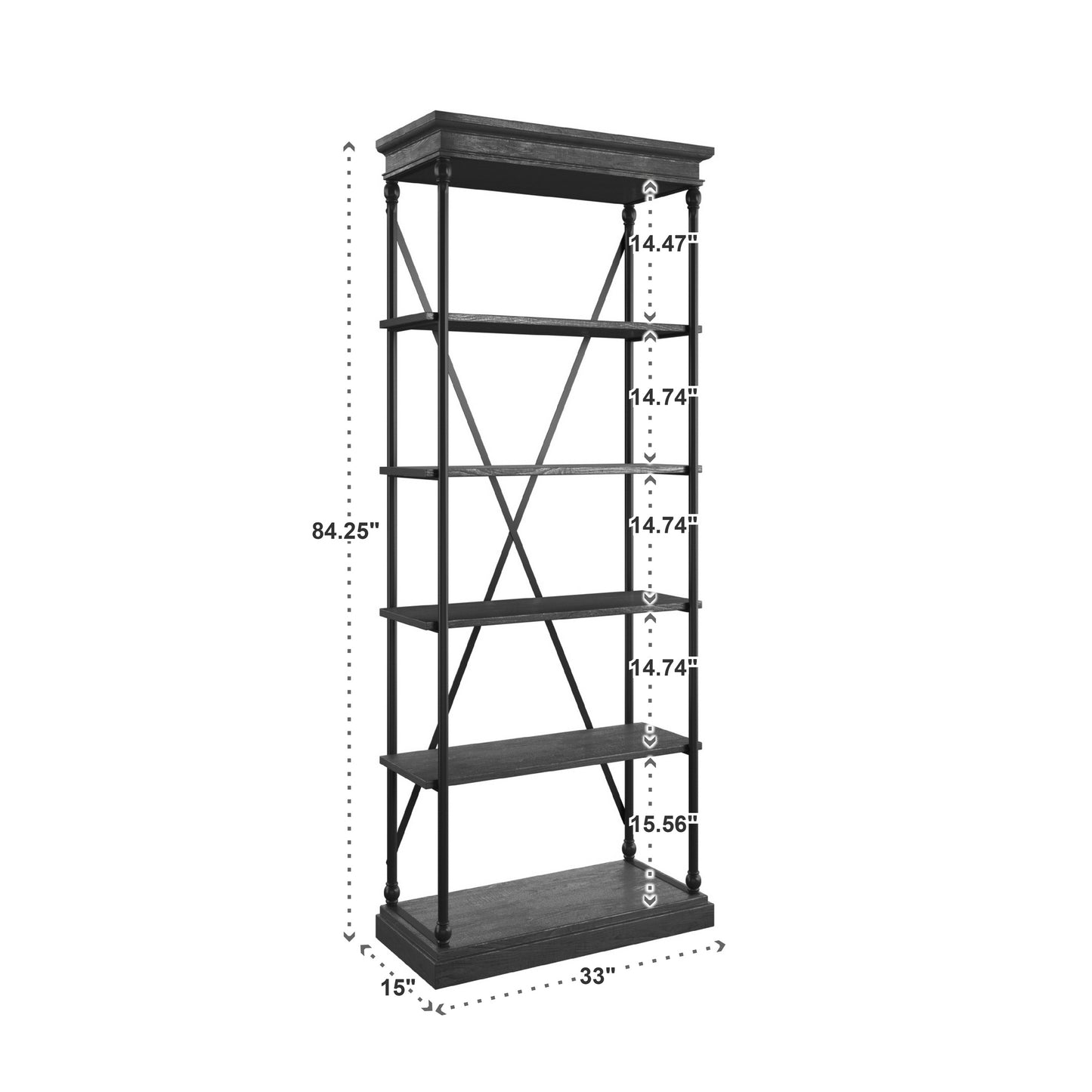 Cornice Etagere Bookcase - Black Finish