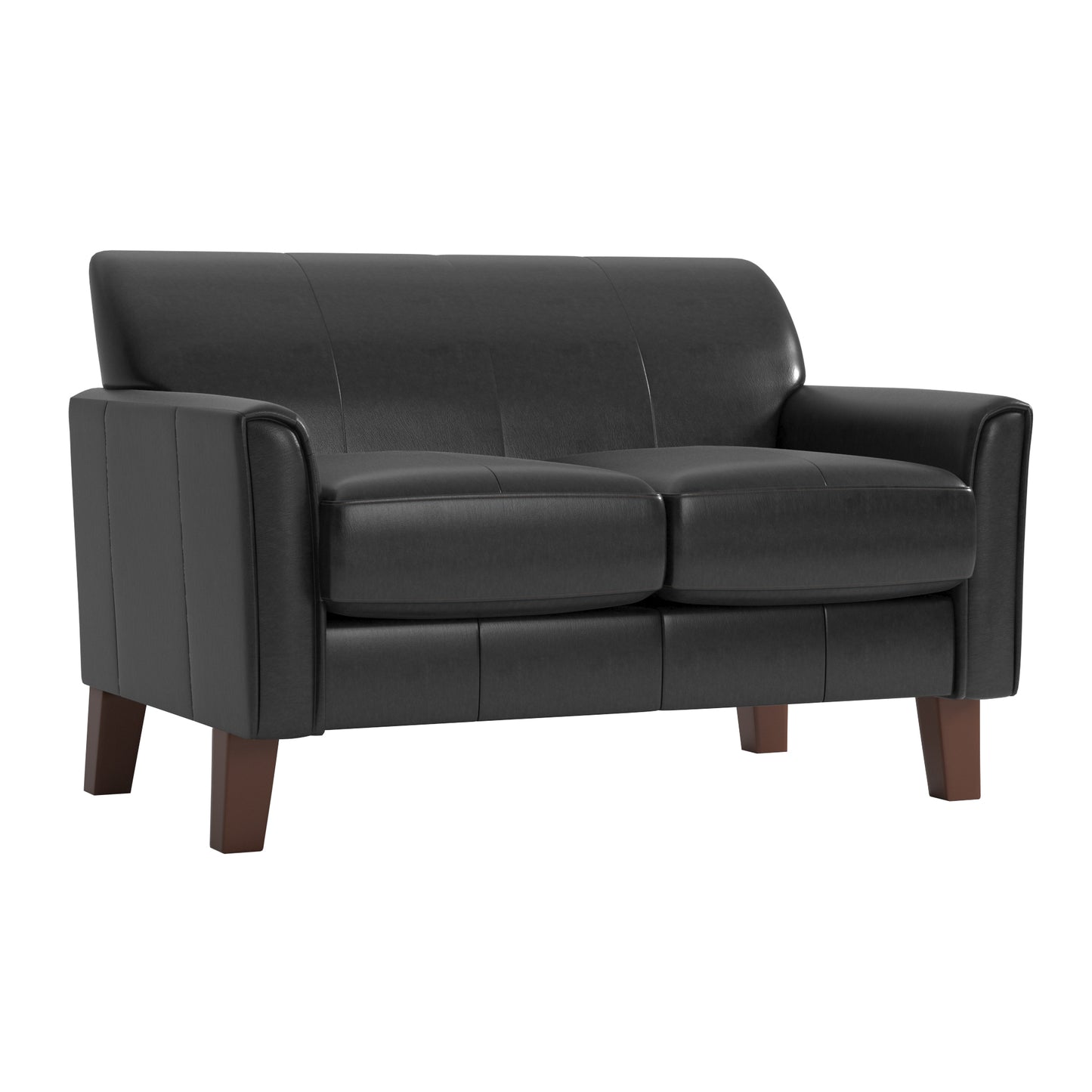 Modern Loveseat - Dark Brown Faux Leather