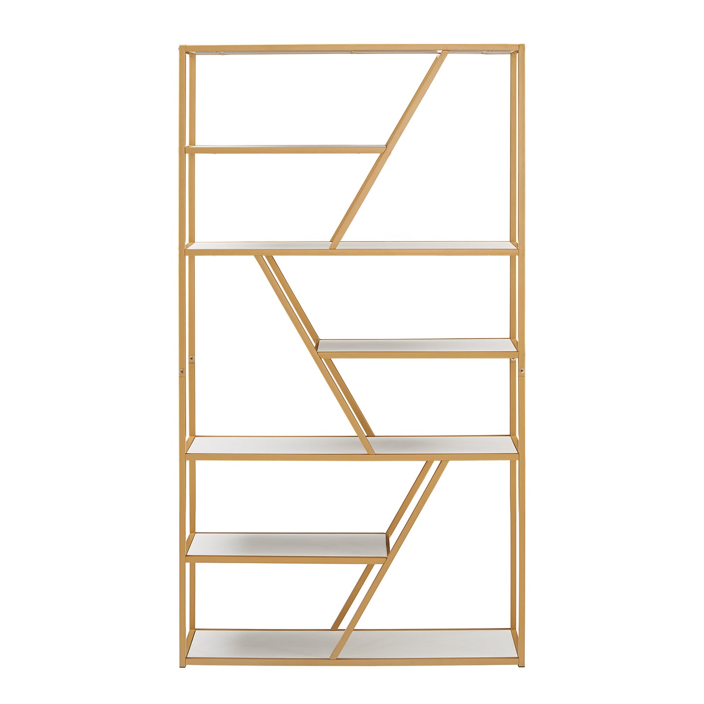 Geometric Gold Finish Powder Coat Metal Bookcase