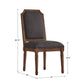 Arched Linen and Wood Dining Chairs (Set of 2) - Dark Gray Linan, Brown Finish