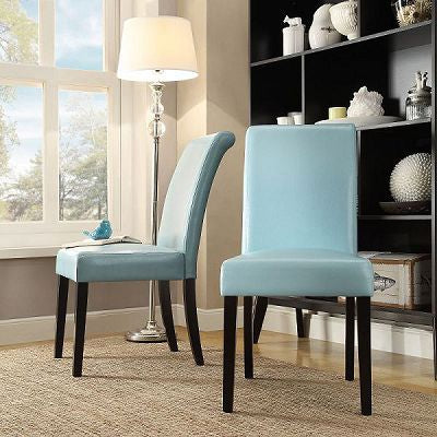 Faux Leather Upholstered Dining Chair (Set of 2) - Sky Blue Vinyl