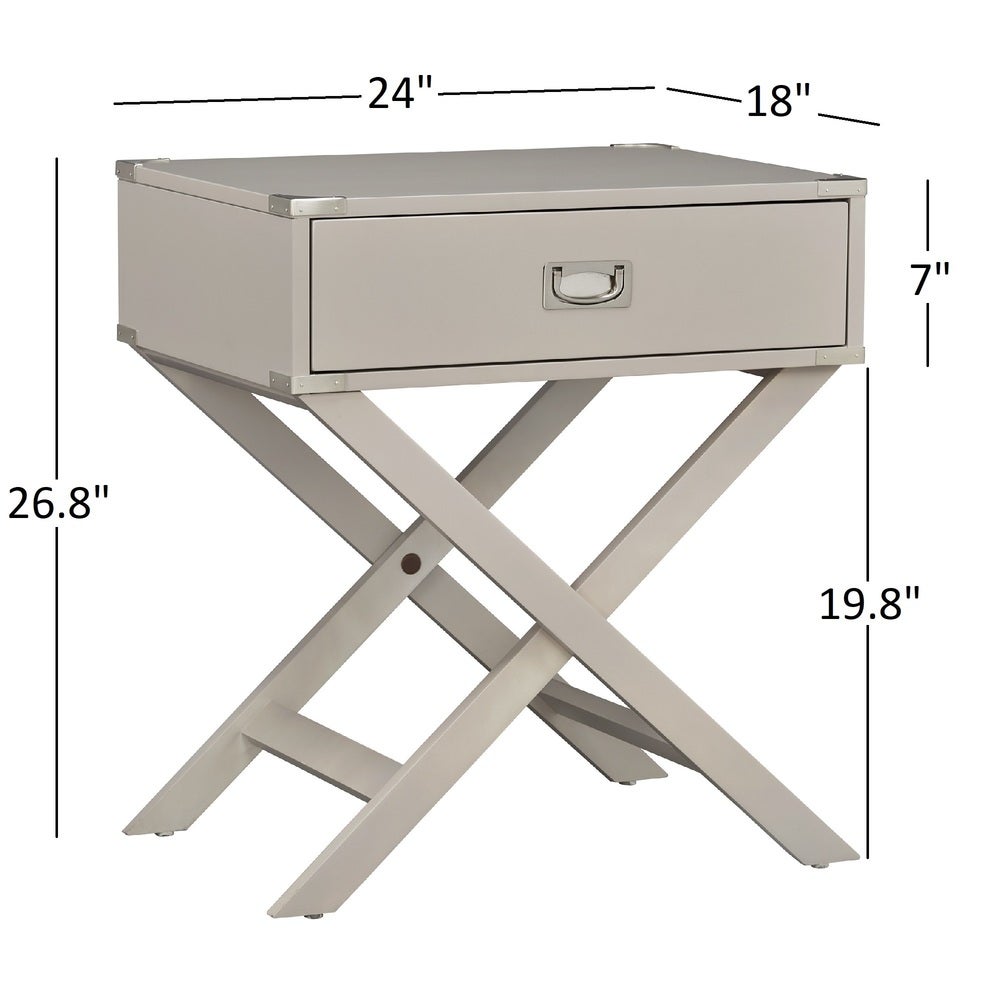 X-Base Wood Accent Campaign Table - Espresso