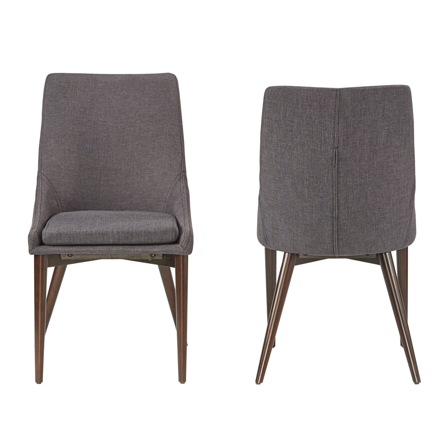 Mid-Century Barrel Back Linen Dining Chairs (Set of 2) - Dark Gray Linen