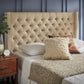 Wingback Button Tufted Linen Fabric Headboard - Beige, Queen Size