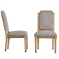 Arched Linen and Wood Dining Chairs (Set of 2) - Gray Linan, Natural Finish