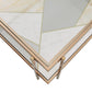 Champagne Gold Finish with Geometric Marble Pattern Glass Coffee Table