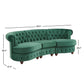 Tufted Scroll Arm Chesterfield Curved Sofa - Green Velvet