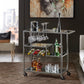 Glass Top Metal Bar Cart - Dark Gray Matallic