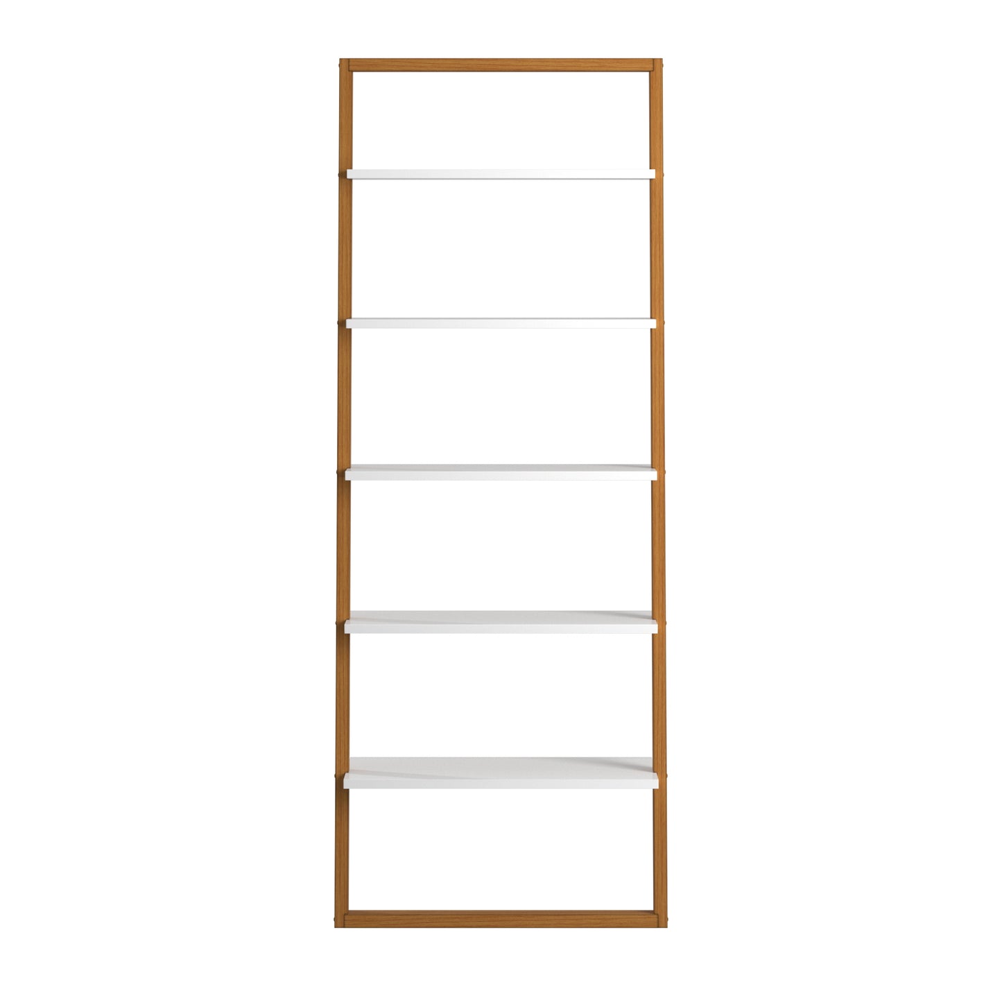 Two-Tone Leaning Ladder Bookcase - Natural and White Finish