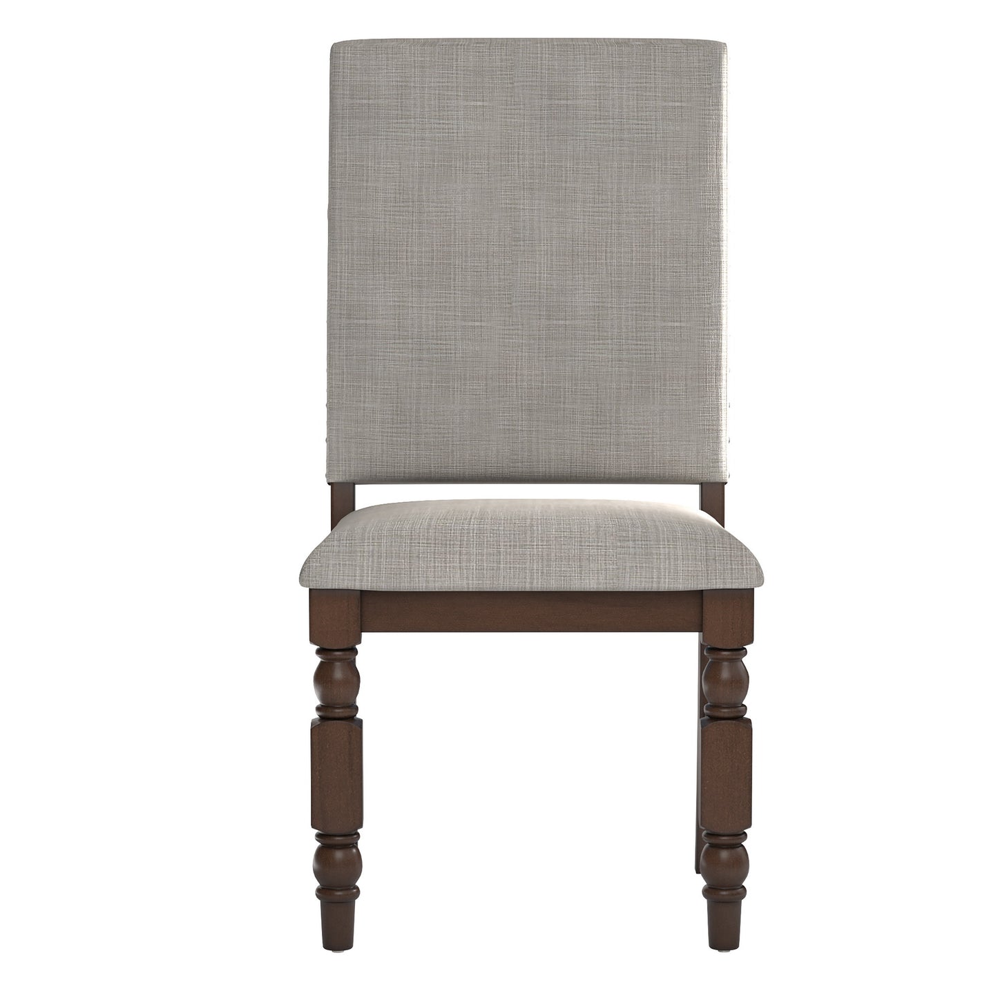 Nailhead Upholstered Dining Chairs (Set of 2) - Burnishad Dark Oak Finish, Gray Linan