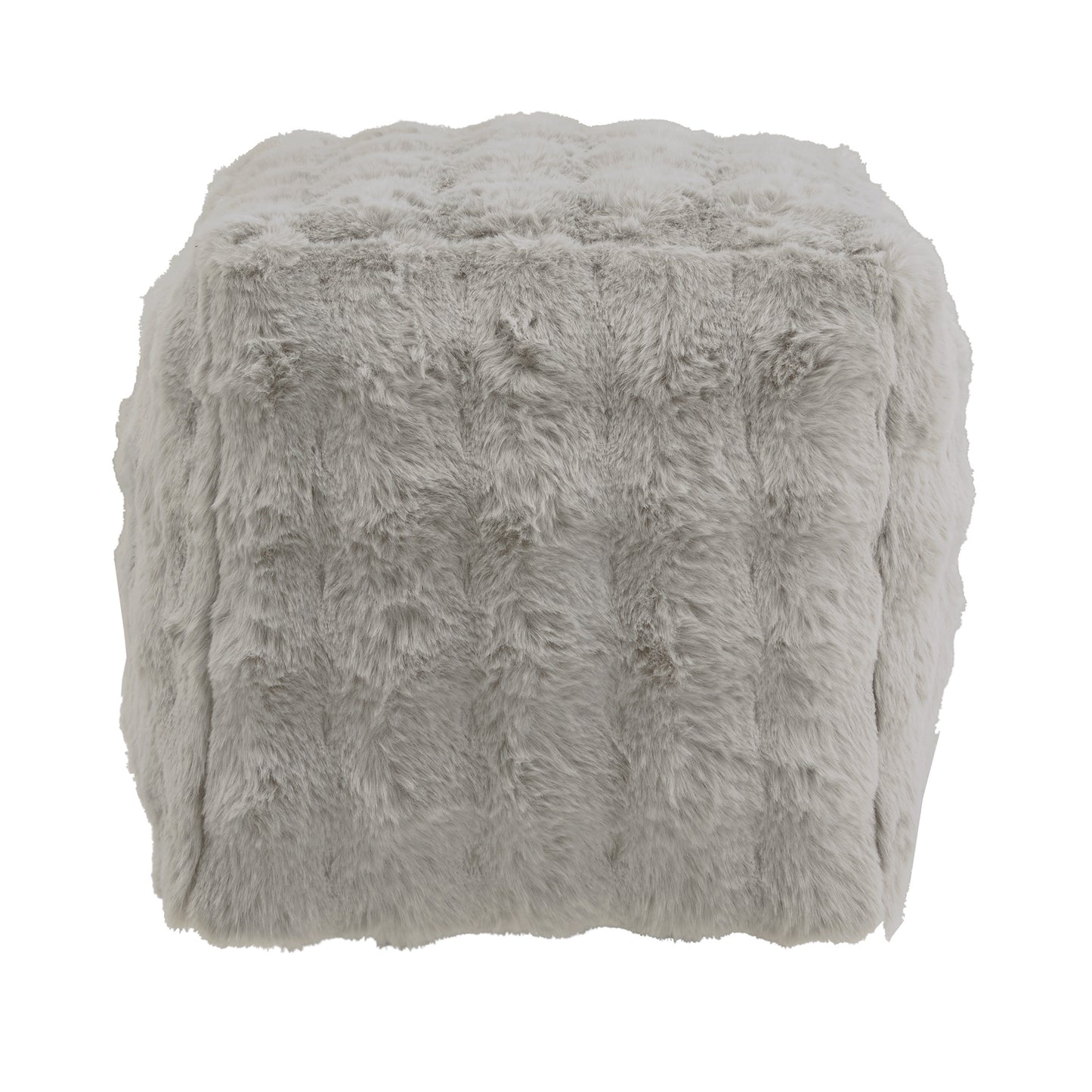 Upholstered Square Pouf Ottoman - Gray Squara Furry Fabric