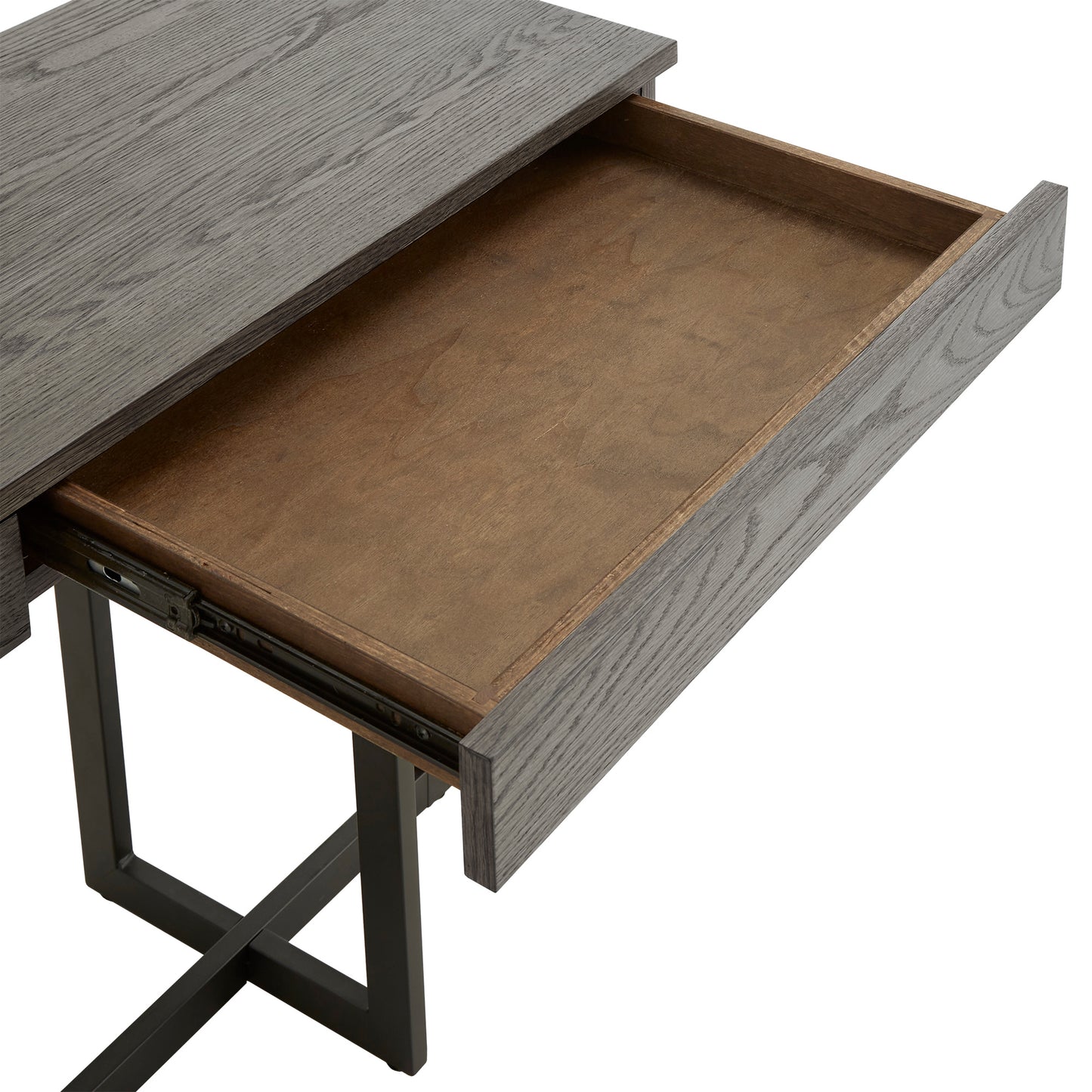 Wood Finish Sofa Table with Two Drawers - Gray Finish