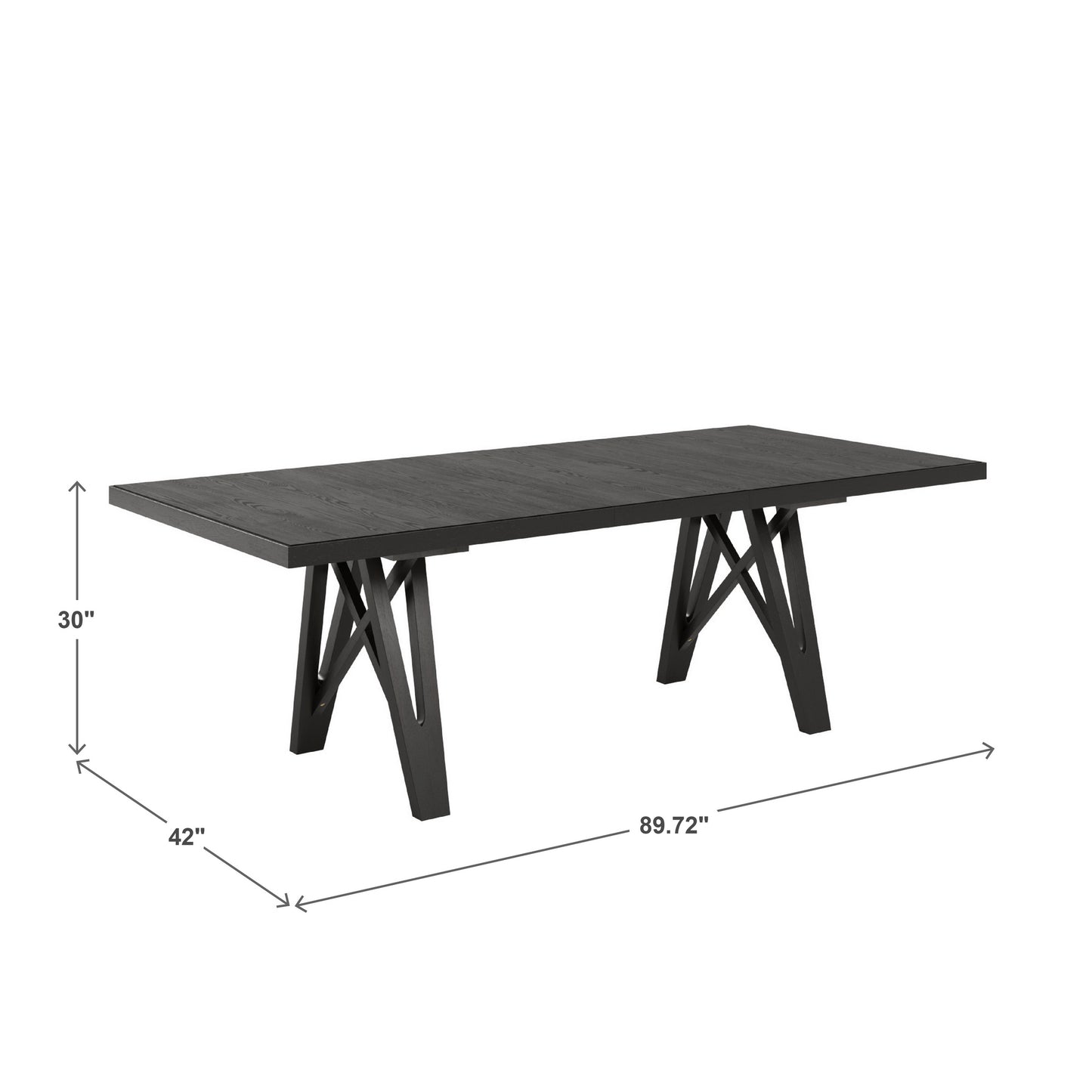 Wood Finish 72"-90" Extendable Dining Table - Black Oak