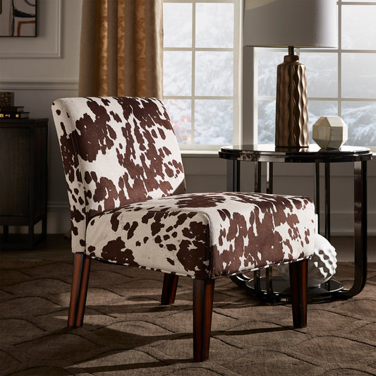 Cowhide Fabric Accent Chair - Brown Cowhide Print