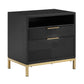 26" Tall 2 - Drawer Nightstand - Black Finish, Gold Accent