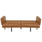 Upholstered Convertible Split-Back Futon Sofa Bed with USB Charging Ports - Caramel Vegan Leather