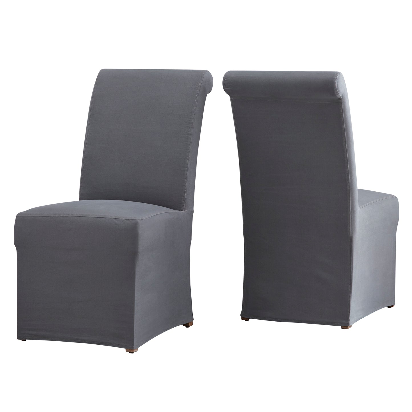 Slipcovered Rolled Back Parsons Chairs (Set of 2) - Gray Slipcovar