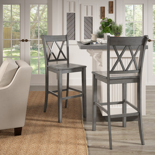 X-Back Bar Height Chairs (Set of 2) - Antiqua Gray Finish