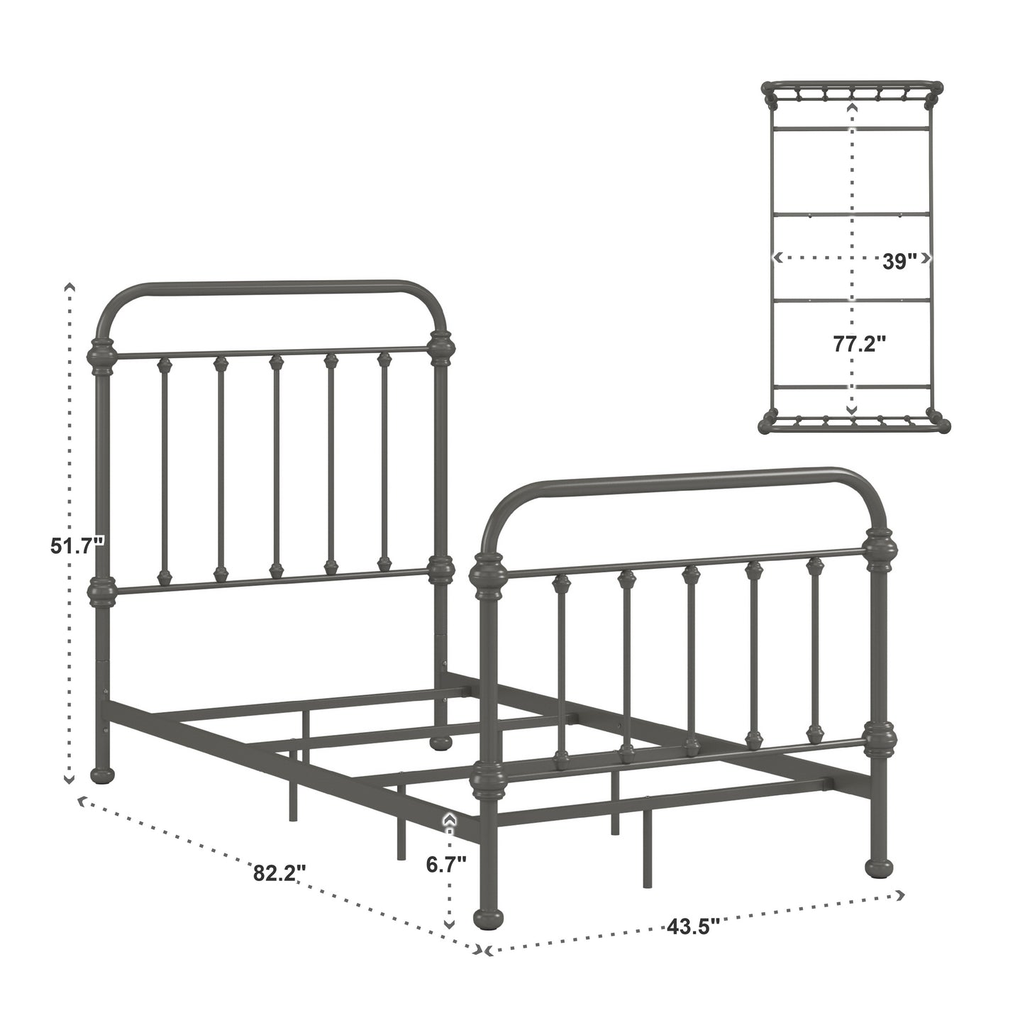 Bed - Frost Gray, Twin (Twin Size)