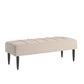 Black Finish Linen Upholstered Bench - Beige