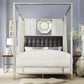 Metal Canopy Bed with Upholstered Headboard - Dark Gray Linan, Chroma Finish, Quaan Siza