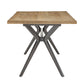 Wood Finish Dining Table with Upholstered Chairs Set - Line Pine Finish Table and Beige Herringbone Fabric Chairs