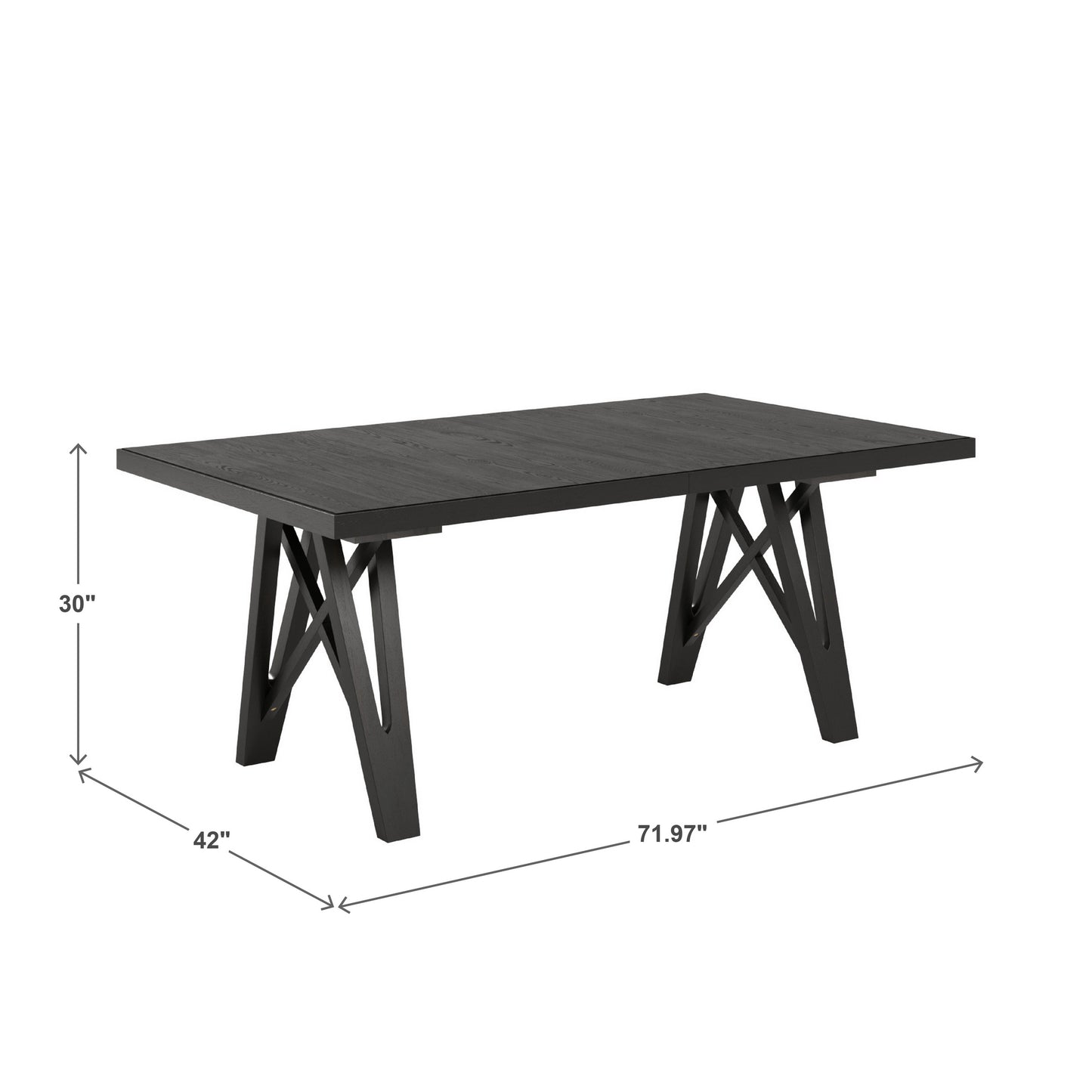 Wood Finish 72"-90" Extendable Dining Table - Black Oak