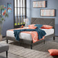 Upholstered Platform Bed with Geometric Headboard - Gray, Queen (Queen Size)