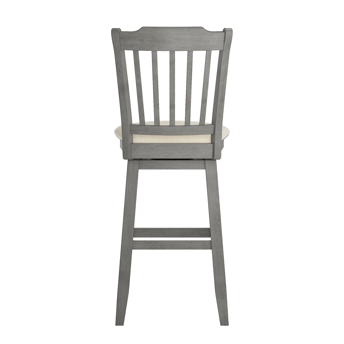 Slat Back Bar Height Wood Swivel Bar Stool - Antiqua Gray Finish